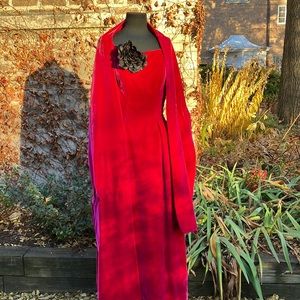 Vintage Hot Pink velvet gown